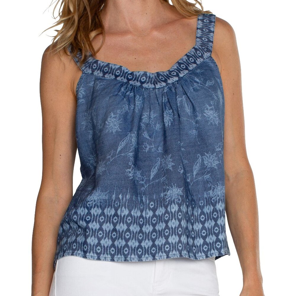 NWT Liverpool Los Angeles Sleeveless V-Neck Tank With Smocking